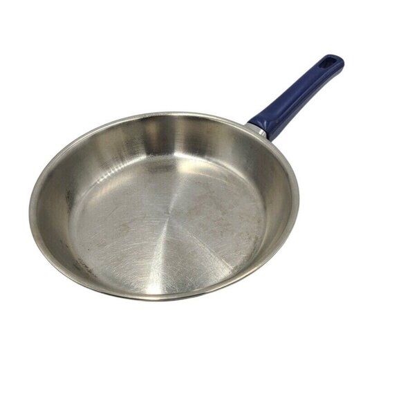 Belgique Stainless Steel Cookware Frying Pan Blue Handle 8" - Picture 1 of 6